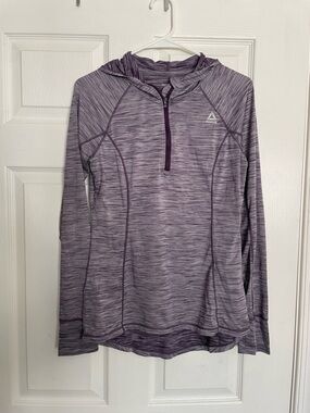 Reebok Women’s Size Small Purple Heather Striped Athletic Hoodie Top